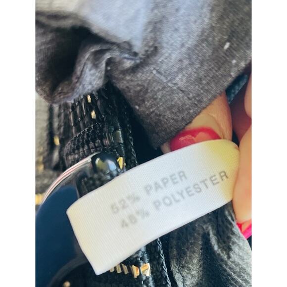 Vintage M&G Bertini Black and Gold Tote Bag Double Lucite Handles Made In Italy - Picture 10 of 12